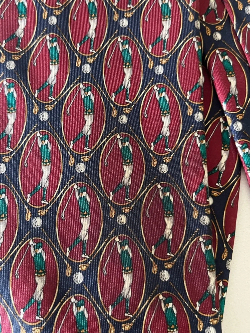 Vintage Tommy Hilfiger Red and Navy golfer Silk Tie preppy academia golf